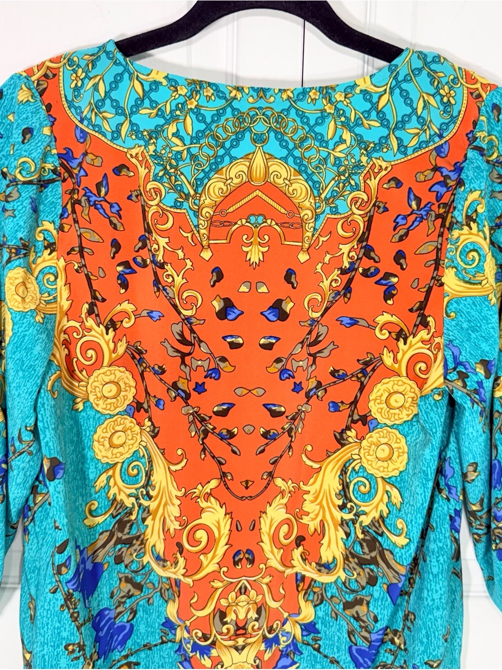 NLW Turquoise & Coral Printed Boho Swim Coverup - Picture 7 of 13